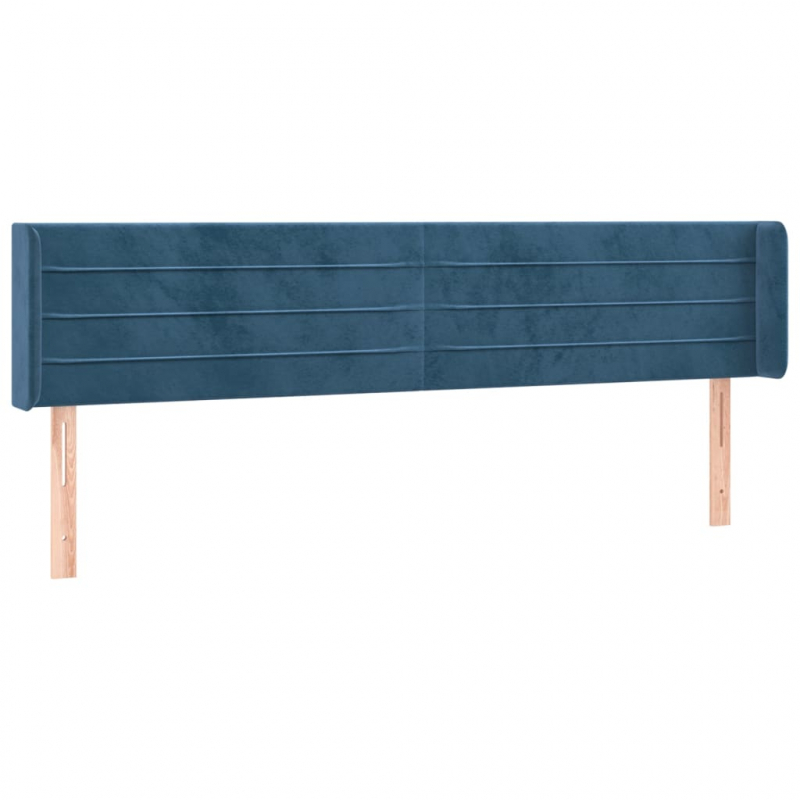 Kopfteil mit Ohren Dunkelblau 183x16x78/88 cm Samt