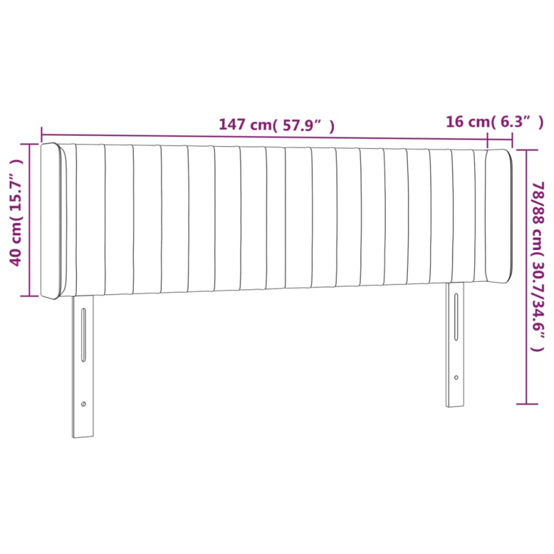 Kopfteil mit Ohren Dunkelgrau 147x16x78/88 cm Stoff