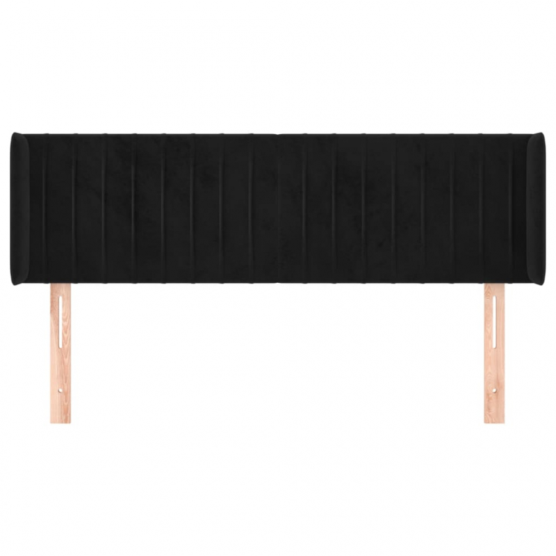 Kopfteil mit Ohren Schwarz 147x16x78/88 cm Samt