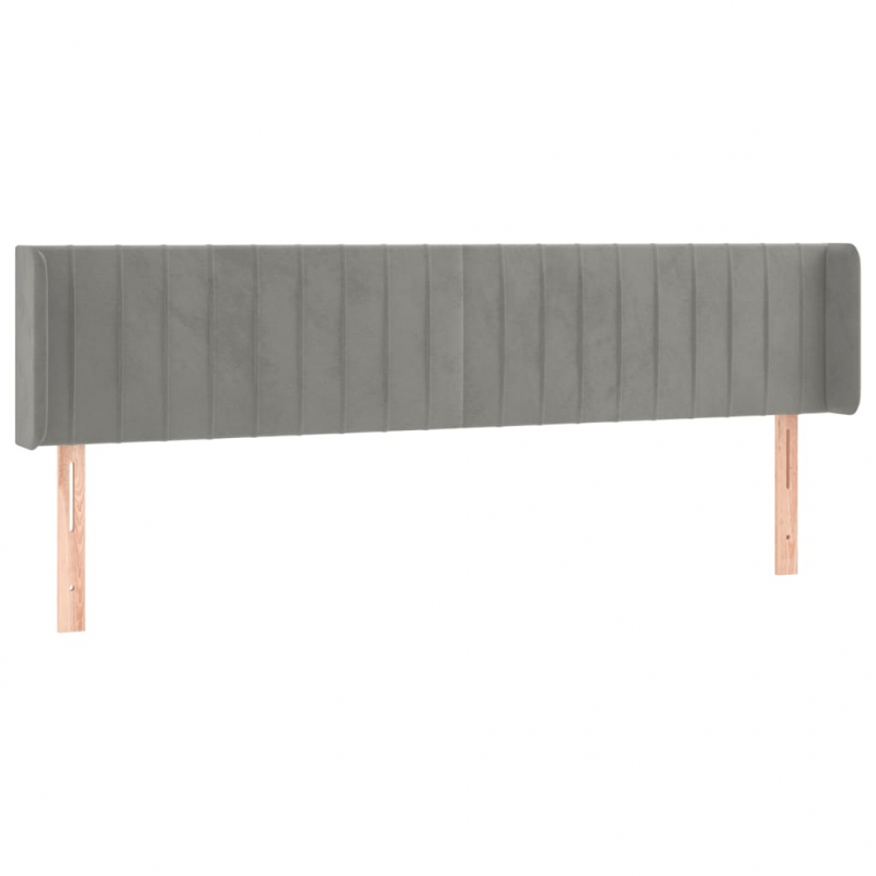 Kopfteil mit Ohren Hellgrau 163x16x78/88 cm Samt