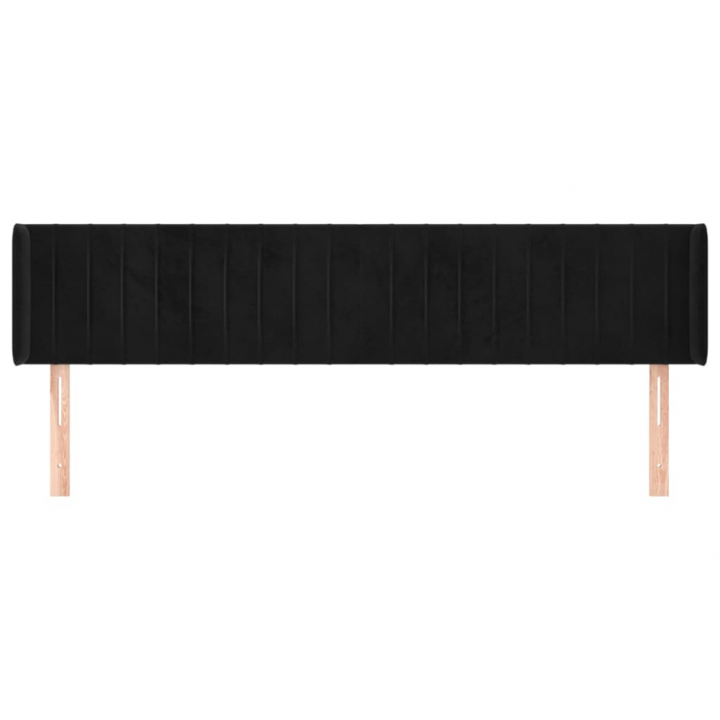 Kopfteil mit Ohren Schwarz 203x16x78/88 cm Samt