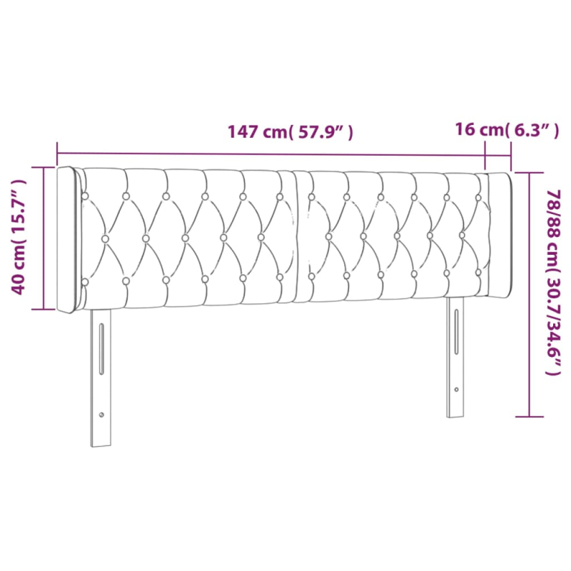 Kopfteil mit Ohren Dunkelbraun 147x16x78/88 cm Stoff