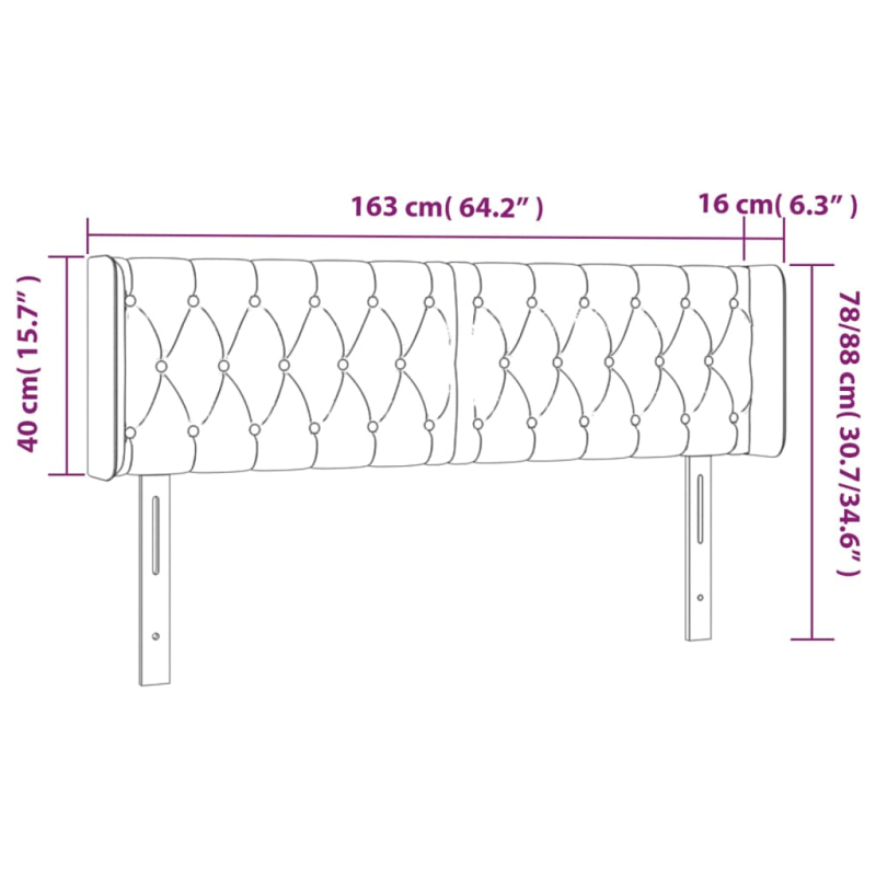 Kopfteil mit Ohren Dunkelgrau 163x16x78/88 cm Stoff