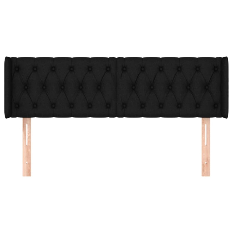 Kopfteil mit Ohren Schwarz 163x16x78/88 cm Stoff
