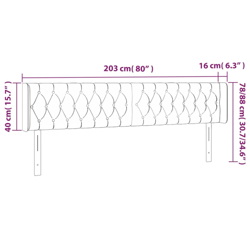 Kopfteil mit Ohren Hellgrau 203x16x78/88 cm Stoff