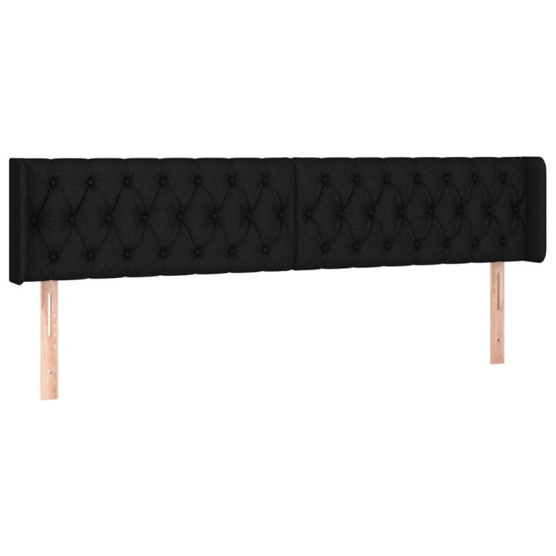 Kopfteil mit Ohren Schwarz 203x16x78/88 cm Stoff