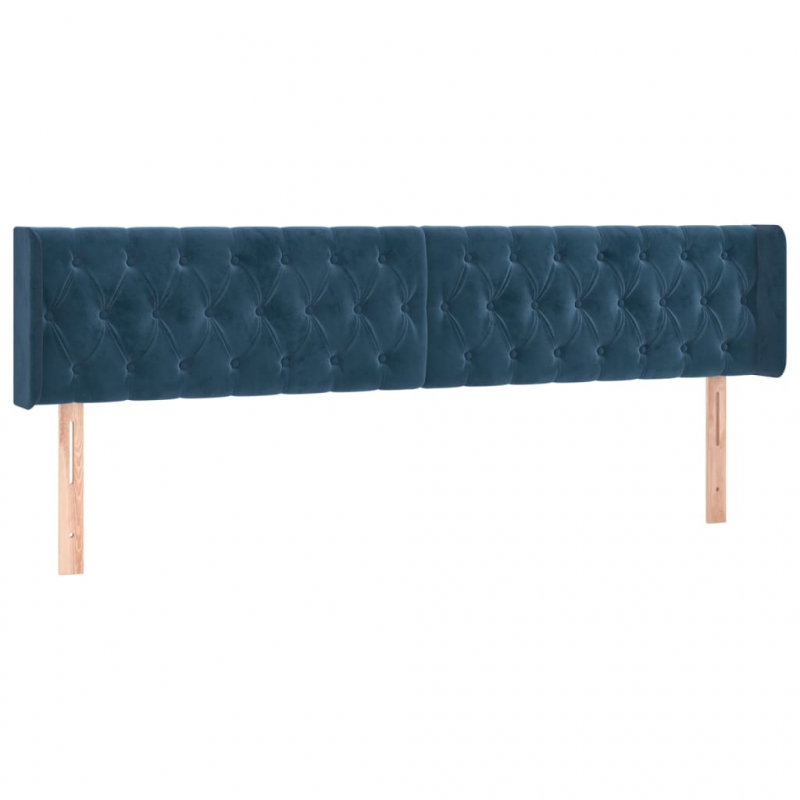 Kopfteil mit Ohren Dunkelblau 183x16x78/88 cm Samt