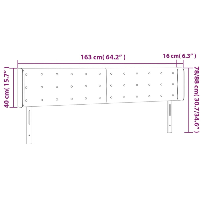 Kopfteil mit Ohren Hellgrau 163x16x78/88 cm Stoff