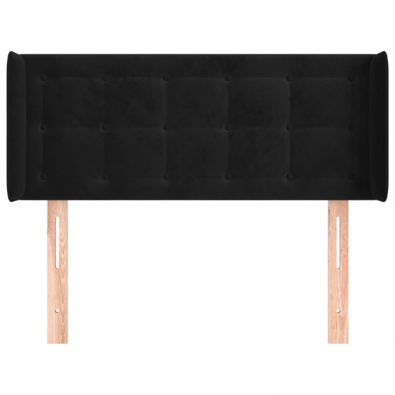 Kopfteil mit Ohren Schwarz 103x16x78/88 cm Samt