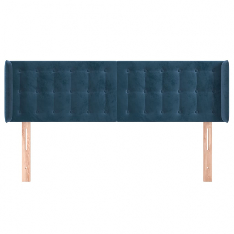 Kopfteil mit Ohren Dunkelblau 147x16x78/88 cm Samt