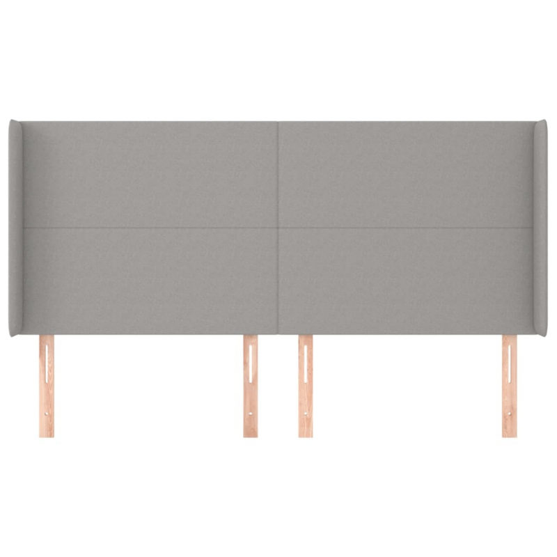Kopfteil mit Ohren Hellgrau 203x16x118/128 cm Stoff