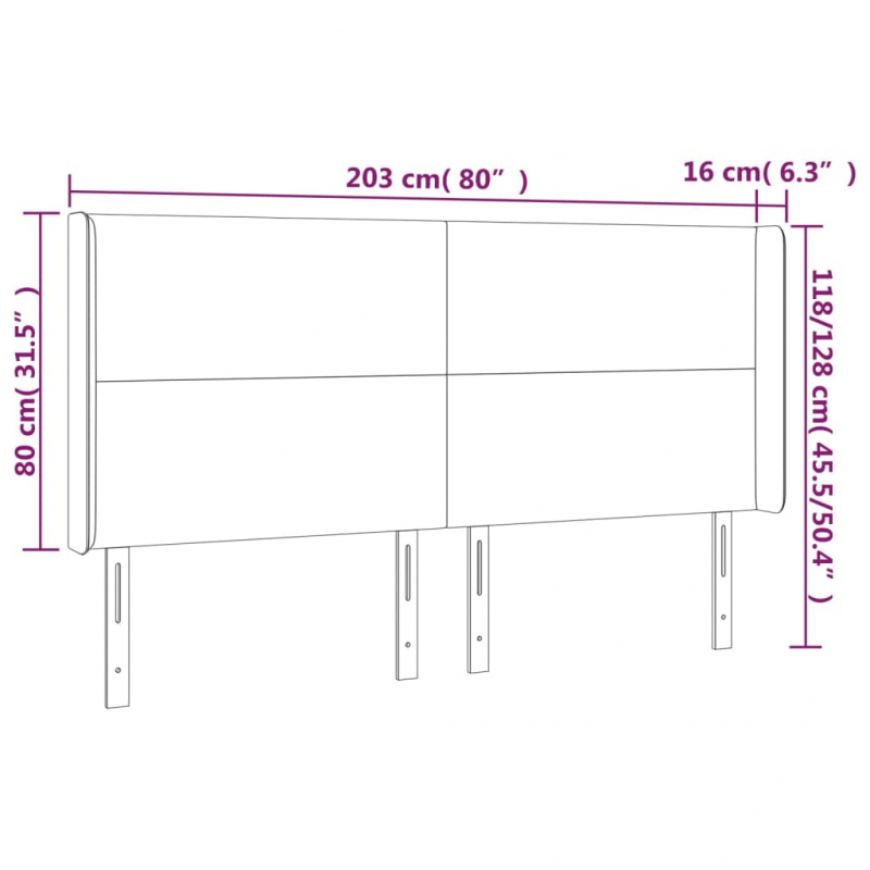 Kopfteil mit Ohren Blau 203x16x118/128 cm Stoff