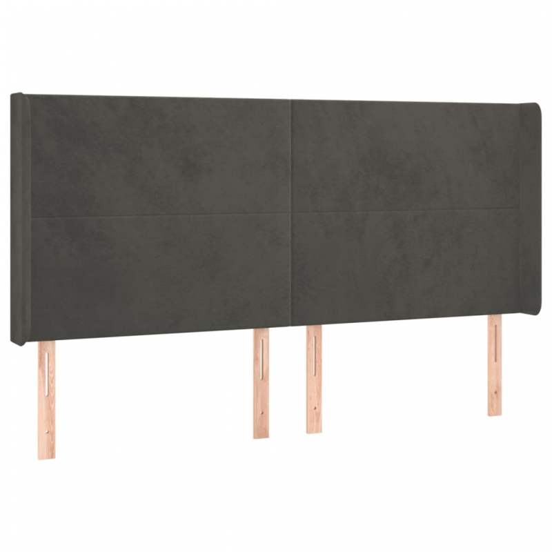 Kopfteil mit Ohren Dunkelgrau 163x16x118/128 cm Samt
