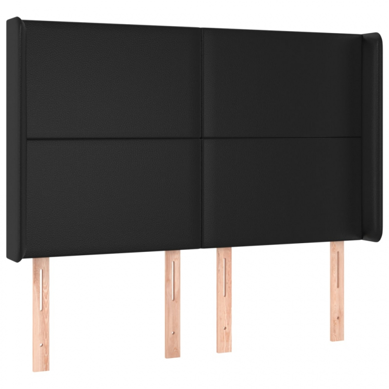 Kopfteil mit Ohren Schwarz 147x16x118/128 cm Kunstleder
