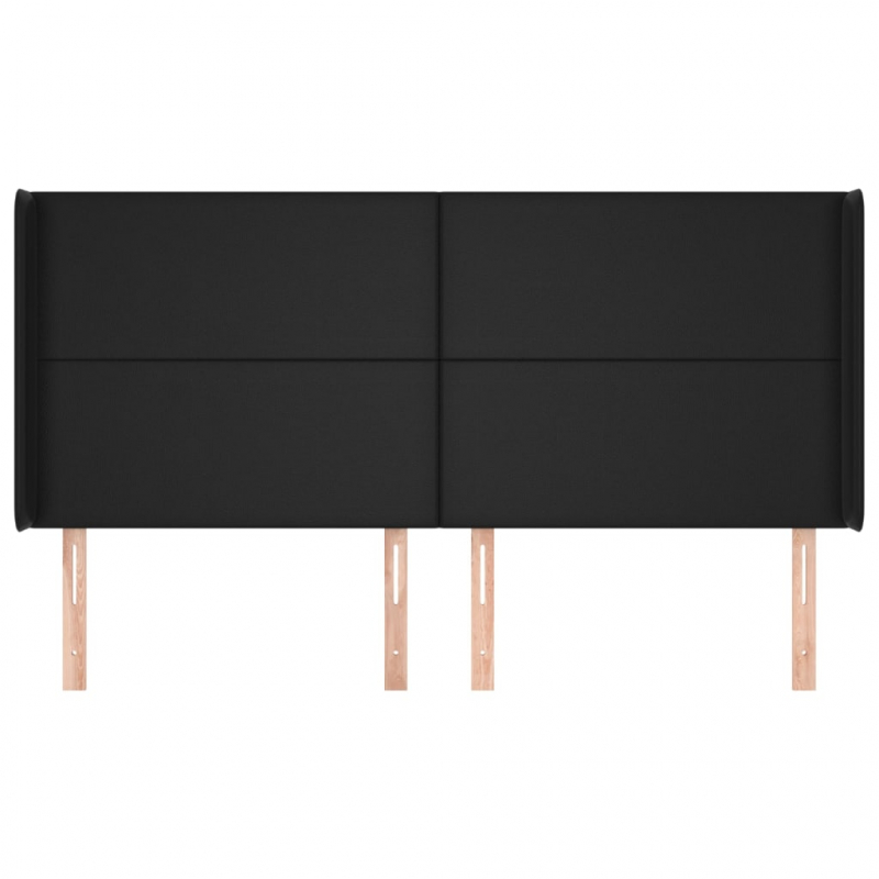 Kopfteil mit Ohren Schwarz 203x16x118/128 cm Kunstleder