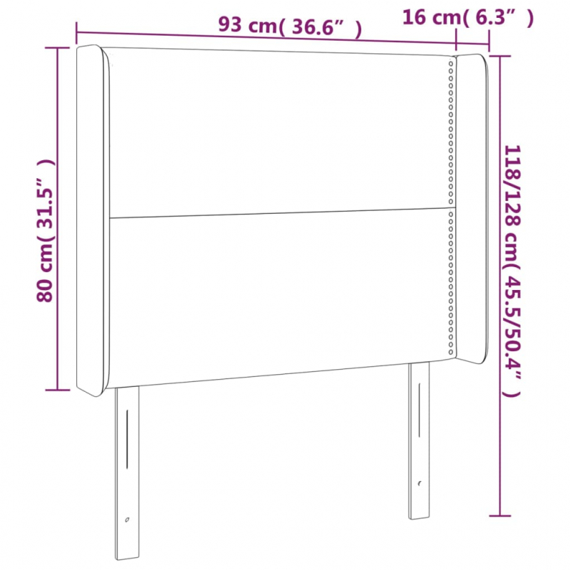 Kopfteil mit Ohren Creme 93x16x118/128 cm Stoff