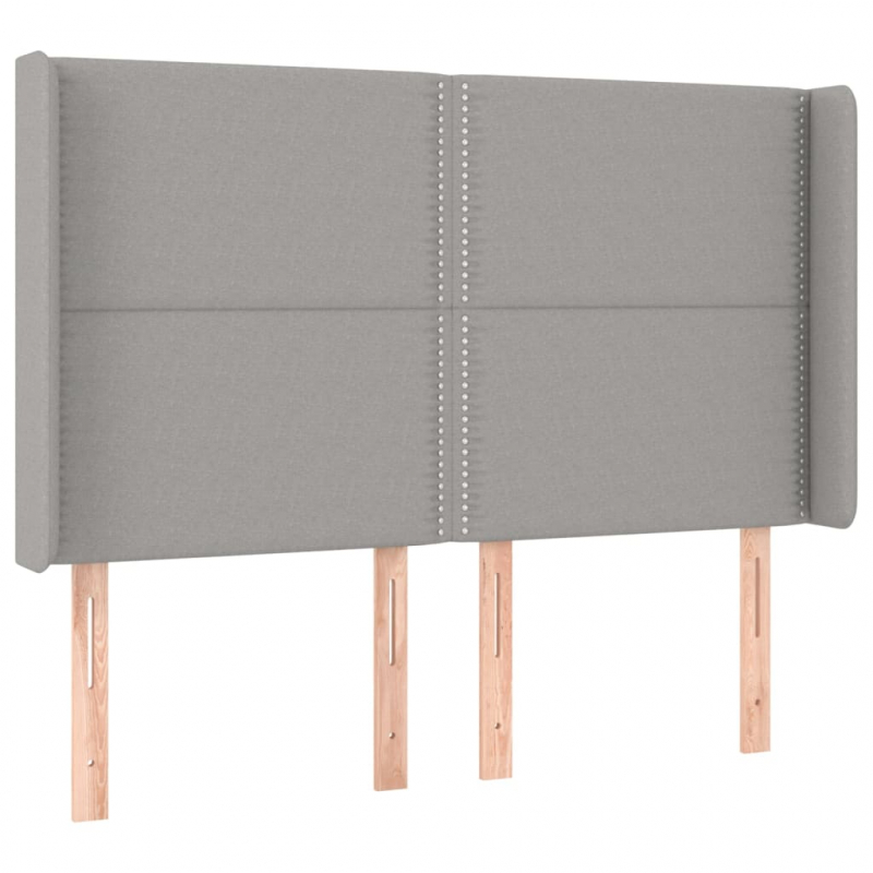 Kopfteil mit Ohren Hellgrau 147x16x118/128 cm Stoff