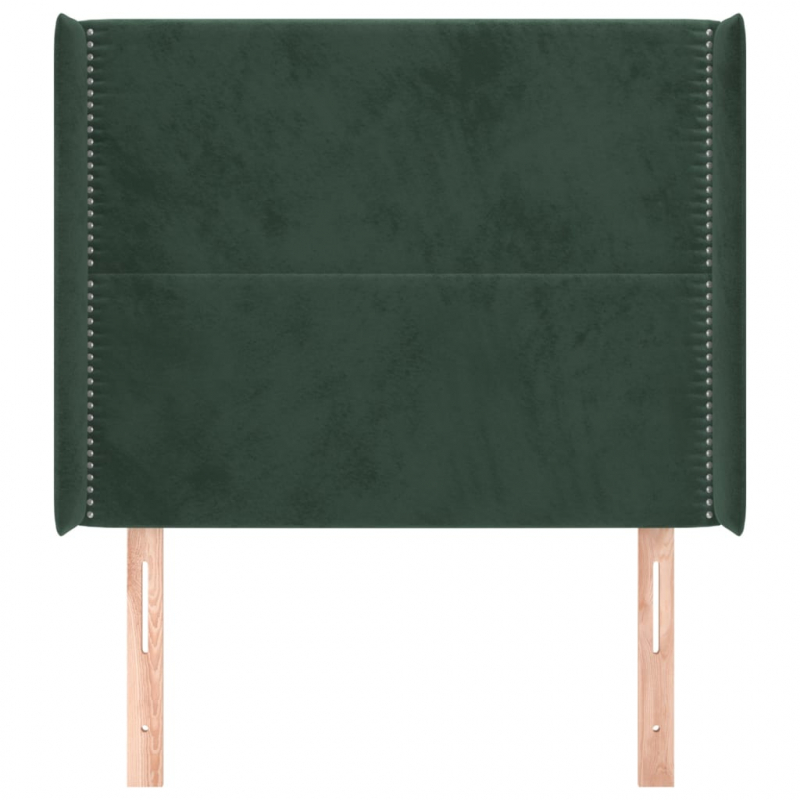 Kopfteil mit Ohren Dunkelgrün 103x16x118/128 cm Samt