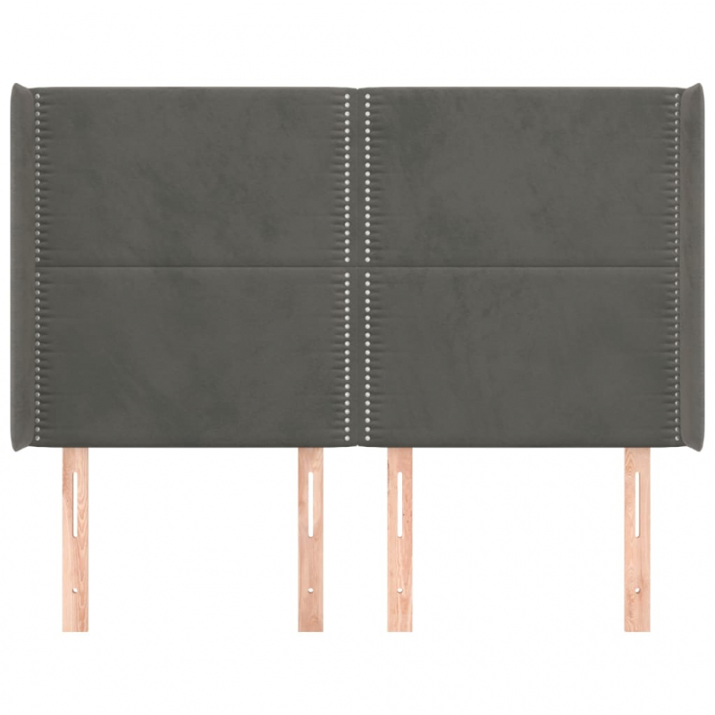 Kopfteil mit Ohren Dunkelgrau 147x16x118/128 cm Samt