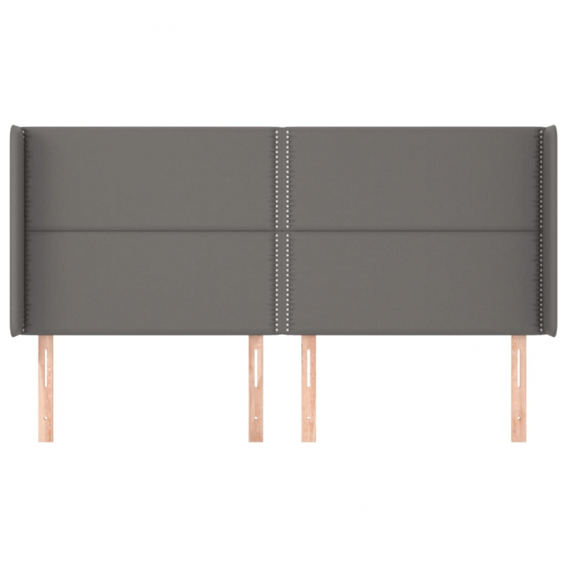 Kopfteil mit Ohren Grau 203x16x118/128 cm Kunstleder