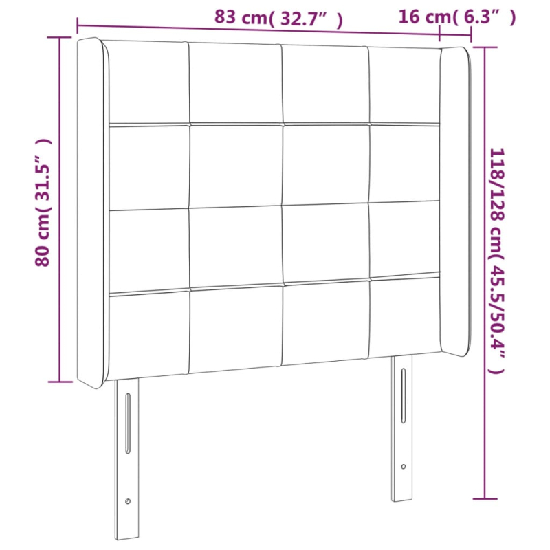 Kopfteil mit Ohren Dunkelbraun 83x16x118/128 cm Stoff