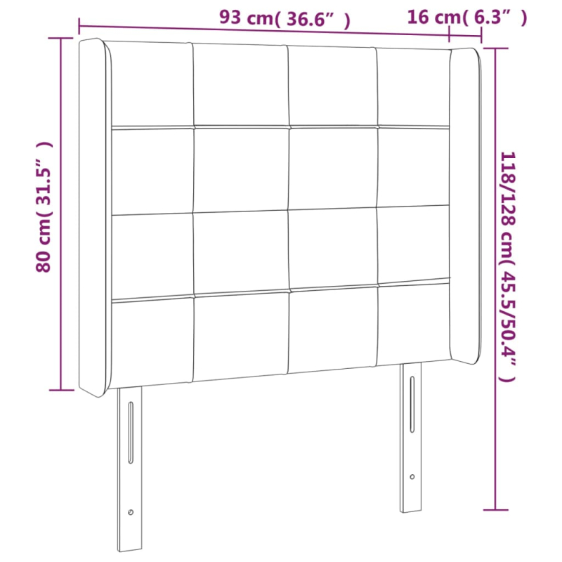 Kopfteil mit Ohren Dunkelblau 93x16x118/128 cm Samt