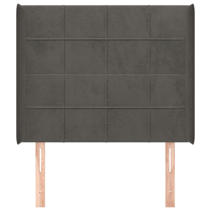 Kopfteil mit Ohren Dunkelgrau 103x16x118/128 cm Samt