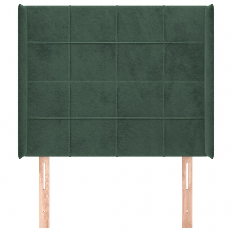 Kopfteil mit Ohren Dunkelgrün 103x16x118/128 cm Samt