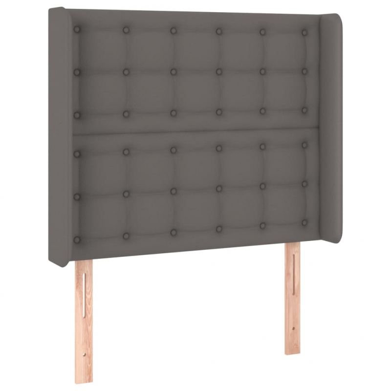 Kopfteil mit Ohren Grau 103x16x118/128 cm Kunstleder