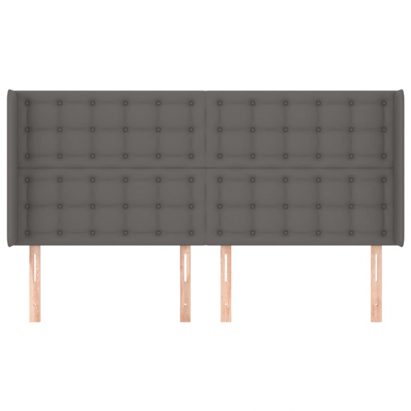 Kopfteil mit Ohren Grau 163x16x118/128 cm Kunstleder