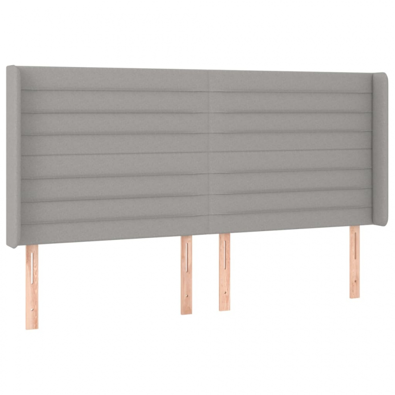 Kopfteil mit Ohren Hellgrau 203x16x118/128 cm Stoff