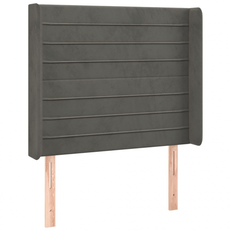Kopfteil mit Ohren Dunkelgrau 103x16x118/128 cm Samt
