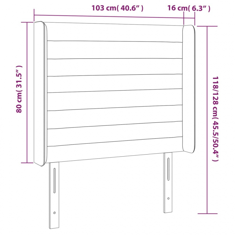 Kopfteil mit Ohren Dunkelblau 103x16x118/128 cm Samt