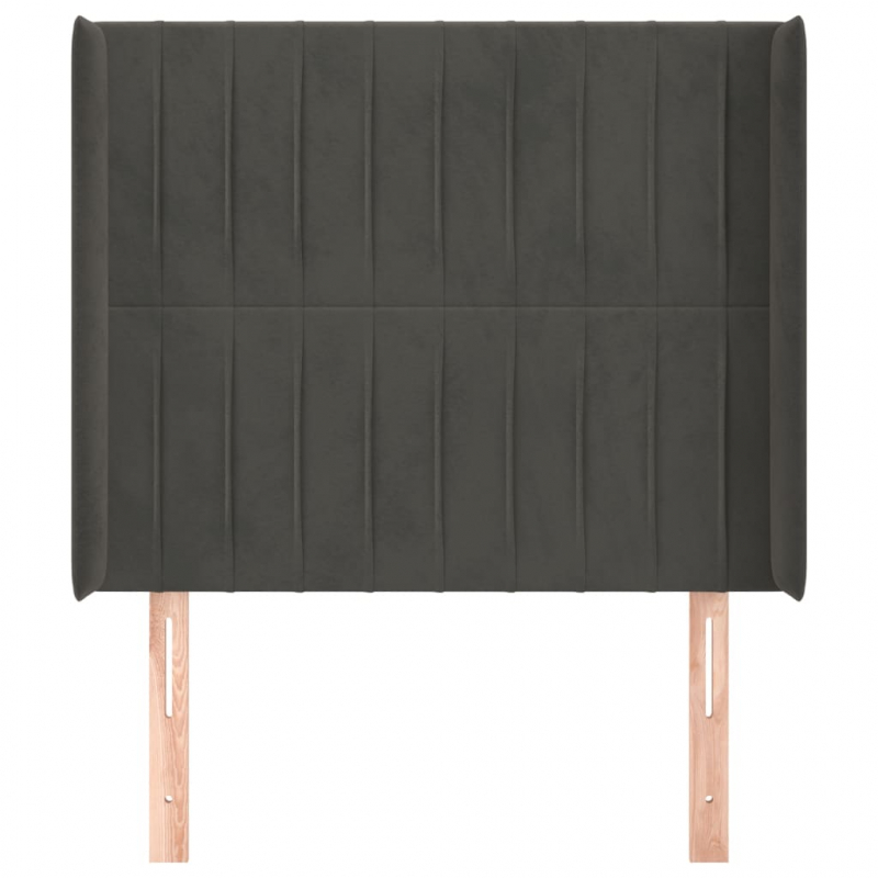 Kopfteil mit Ohren Dunkelgrau 103x16x118/128 cm Samt