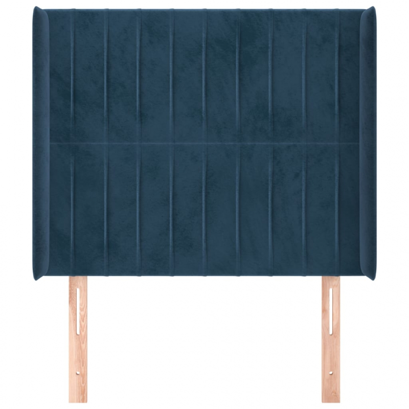 Kopfteil mit Ohren Dunkelblau 103x16x118/128 cm Samt