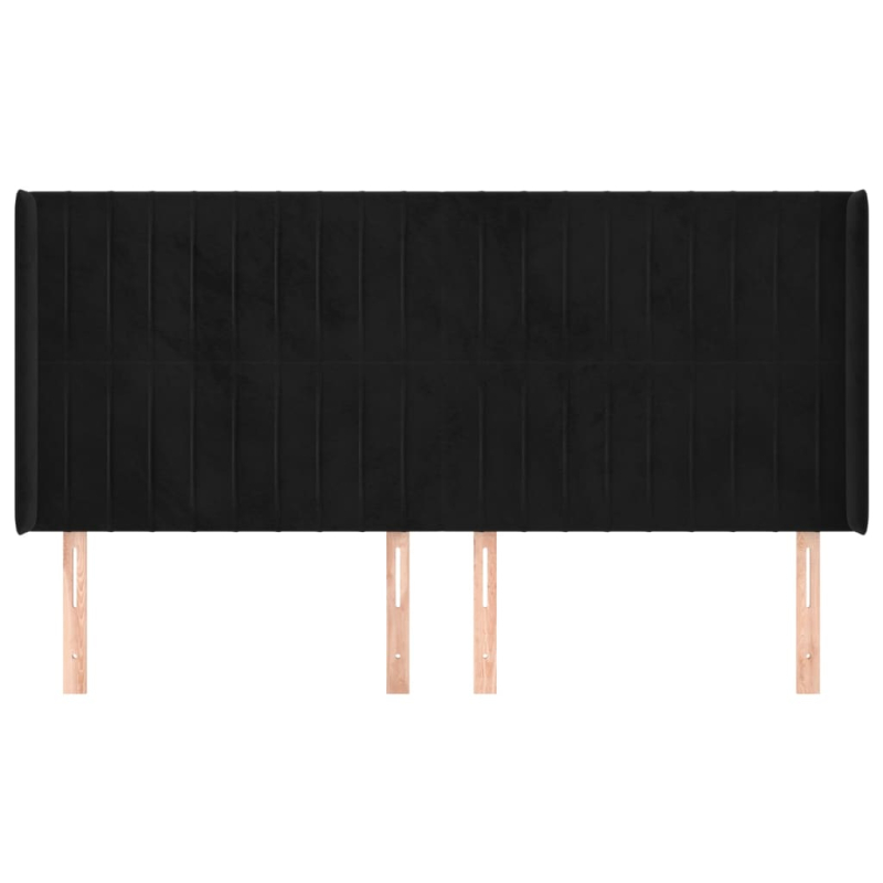 Kopfteil mit Ohren Schwarz 203x16x118/128 cm Samt