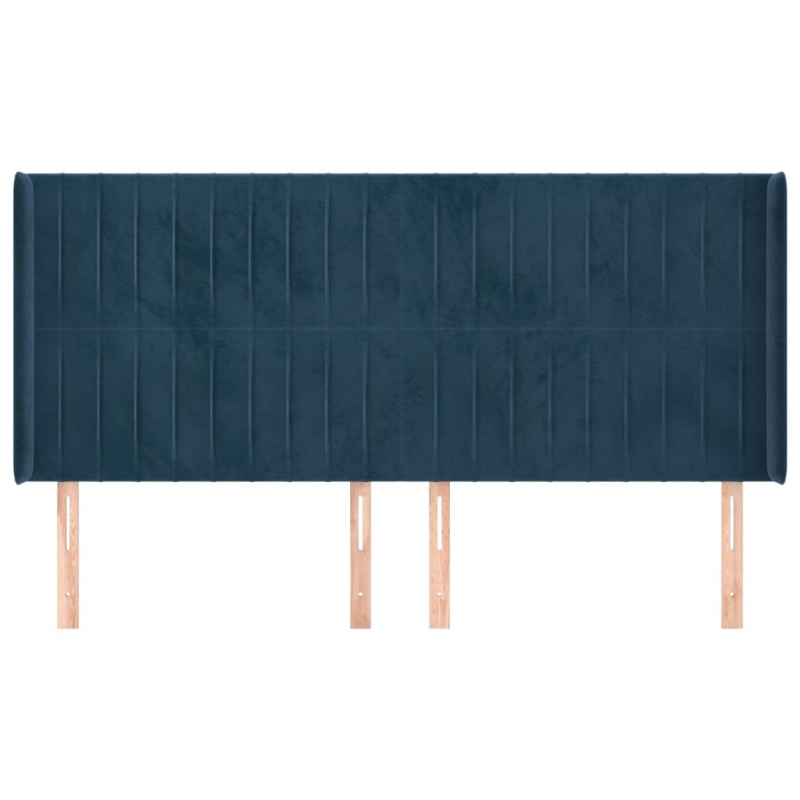 Kopfteil mit Ohren Dunkelblau 203x16x118/128 cm Samt