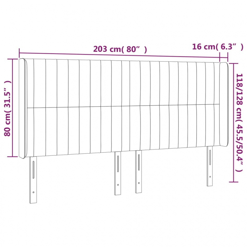Kopfteil mit Ohren Dunkelblau 203x16x118/128 cm Samt