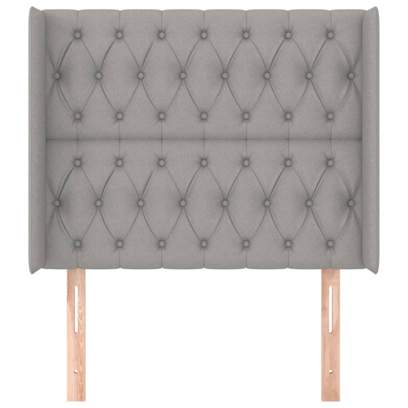 Kopfteil mit Ohren Hellgrau 103x16x118/128 cm Stoff