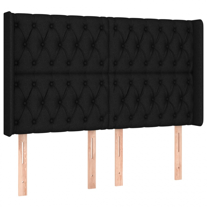 Kopfteil mit Ohren Schwarz 147x16x118/128 cm Stoff