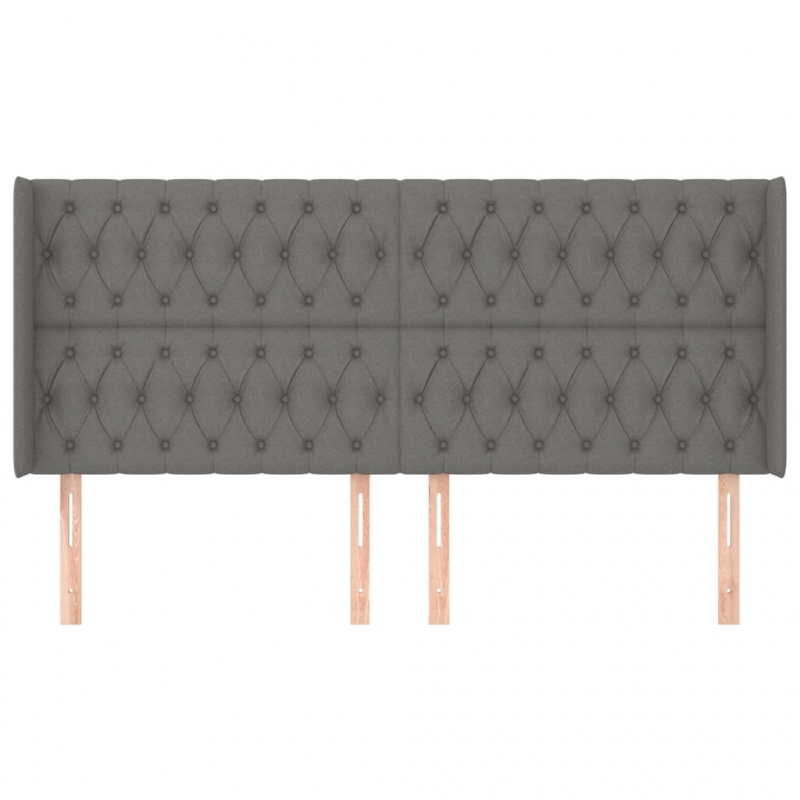 Kopfteil mit Ohren Dunkelgrau 183x16x118/128 cm Stoff