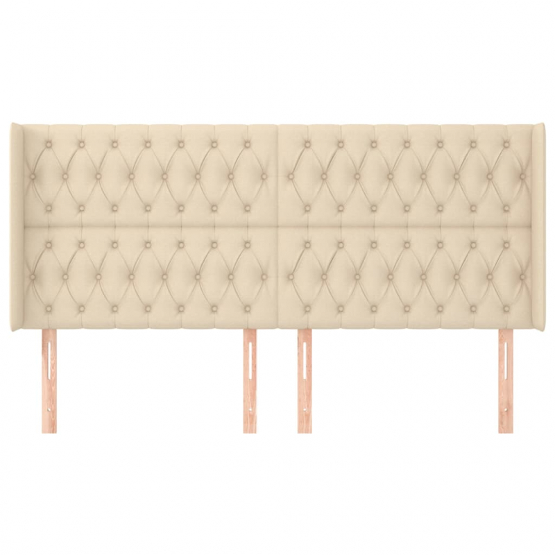 Kopfteil mit Ohren Creme 183x16x118/128 cm Stoff