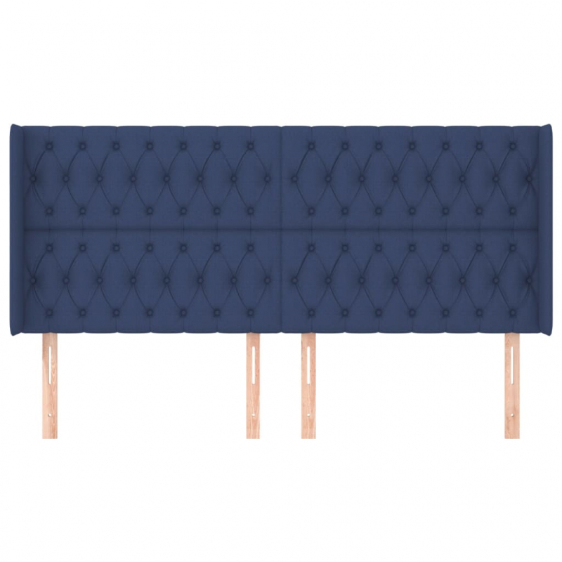 Kopfteil mit Ohren Blau 183x16x118/128 cm Stoff