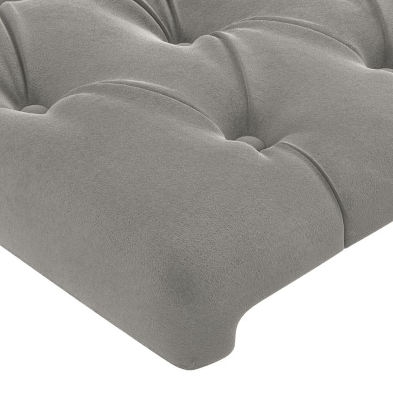 Kopfteil mit Ohren Hellgrau 103x16x118/128 cm Samt