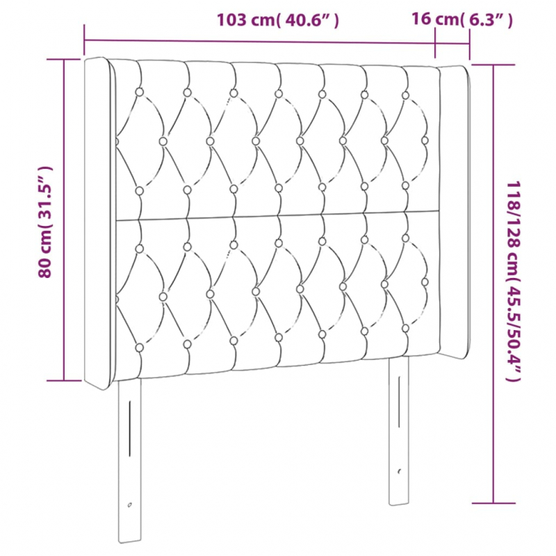 Kopfteil mit Ohren Dunkelgrau 103x16x118/128 cm Samt