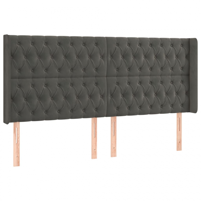 Kopfteil mit Ohren Dunkelgrau 183x16x118/128 cm Samt