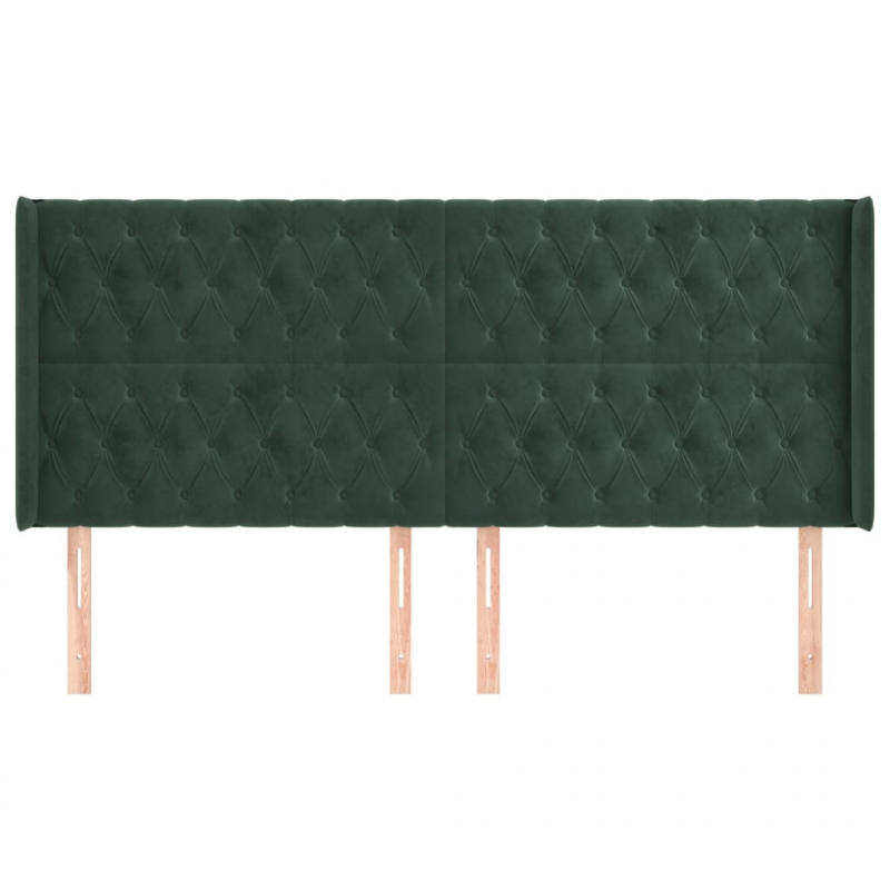 Kopfteil mit Ohren Dunkelgrün 203x16x118/128 cm Samt