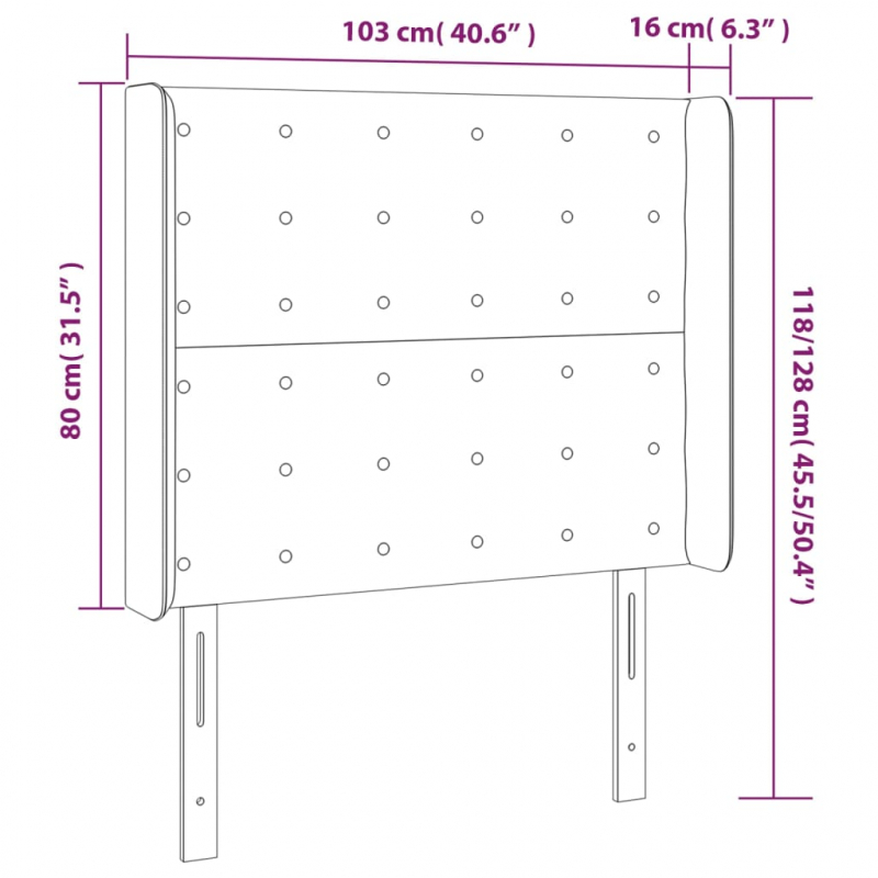 Kopfteil mit Ohren Blau 103x16x118/128 cm Stoff