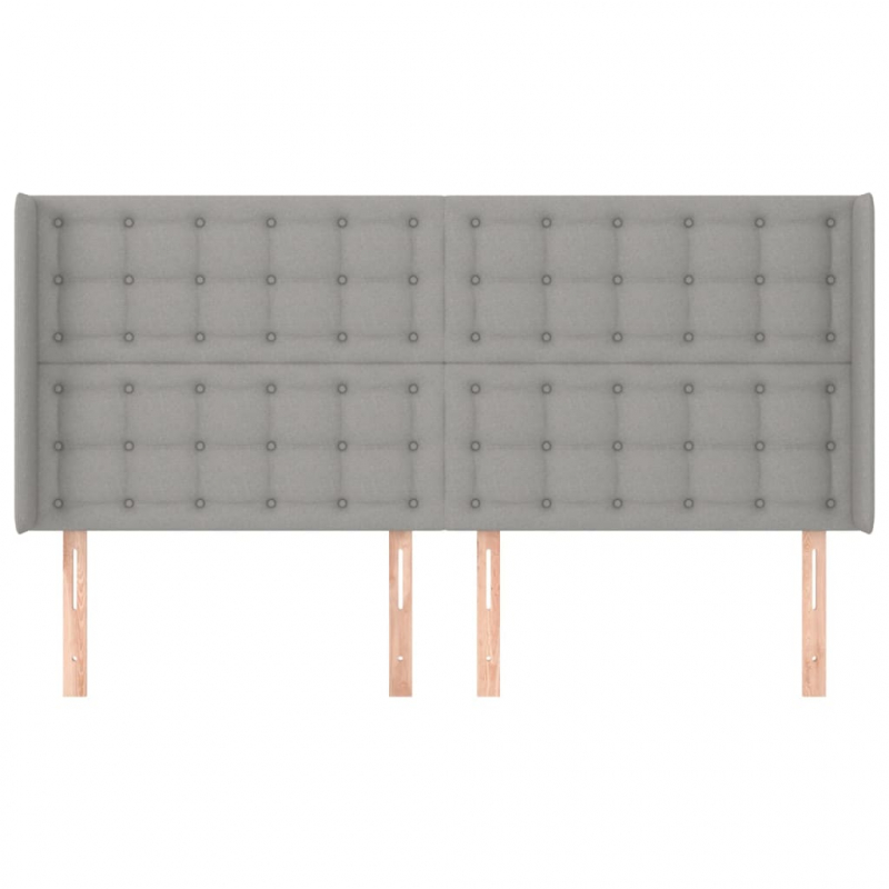 Kopfteil mit Ohren Hellgrau 203x16x118/128 cm Stoff
