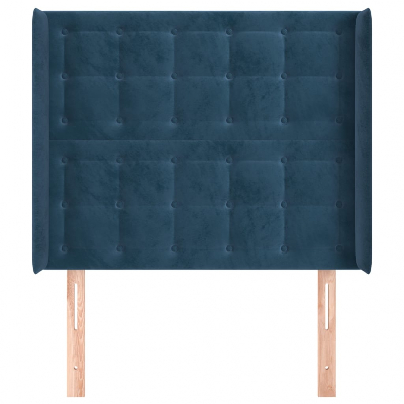 Kopfteil mit Ohren Dunkelblau 93x16x118/128 cm Samt